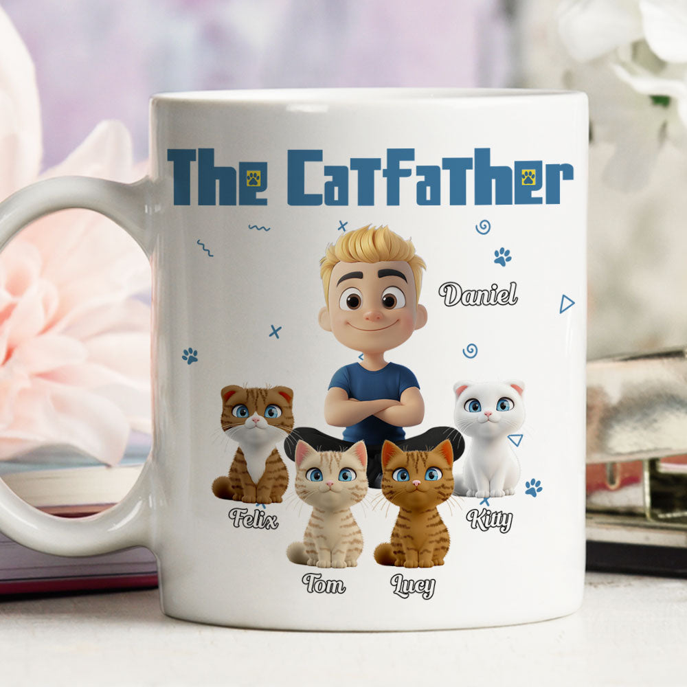 Custom Christmas Birthday Gifts For Cat Dad, Cat Lovers • I Am The Catfather - Personalized Coffee Mug