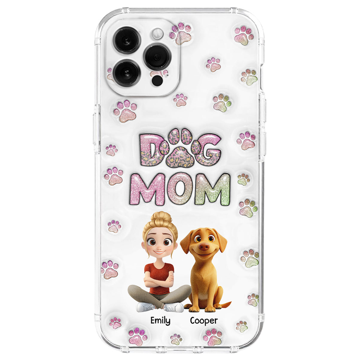Dog Mom Lovely Chibi - Personalized 3D Inflated Effect Phone Case