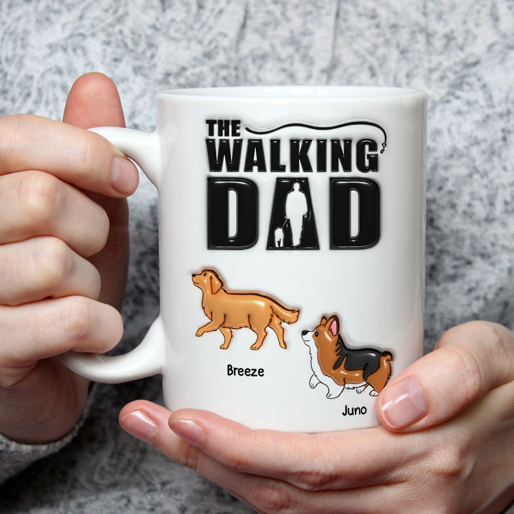 Custom Mother's Father's day Birthday Gifts For Pet Lovers • Walking Dad - Personalized 3D Inflated Effect Mug