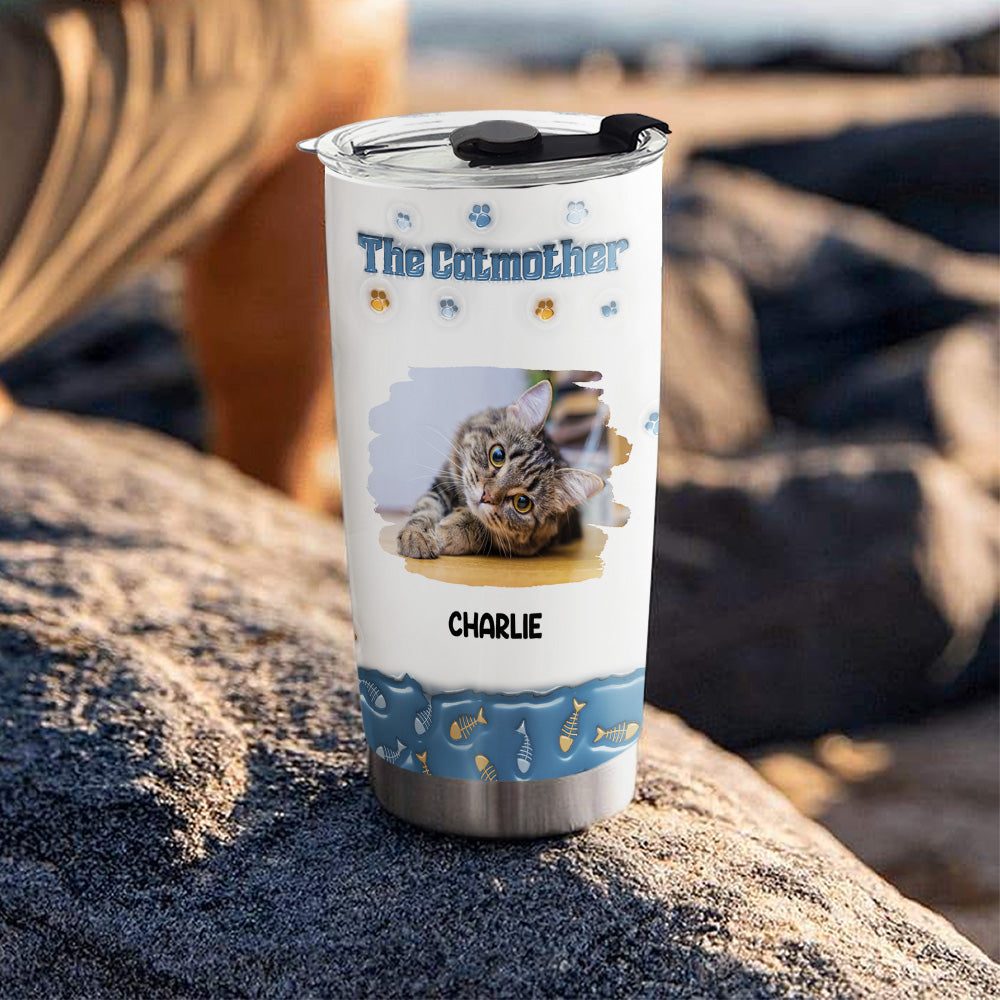Custom Mother's day Birthday Gifts For Pet Mom, Pet Lovers • The Catmother Version Photo 2 - Personalized 3D Inflated Effect Tumbler