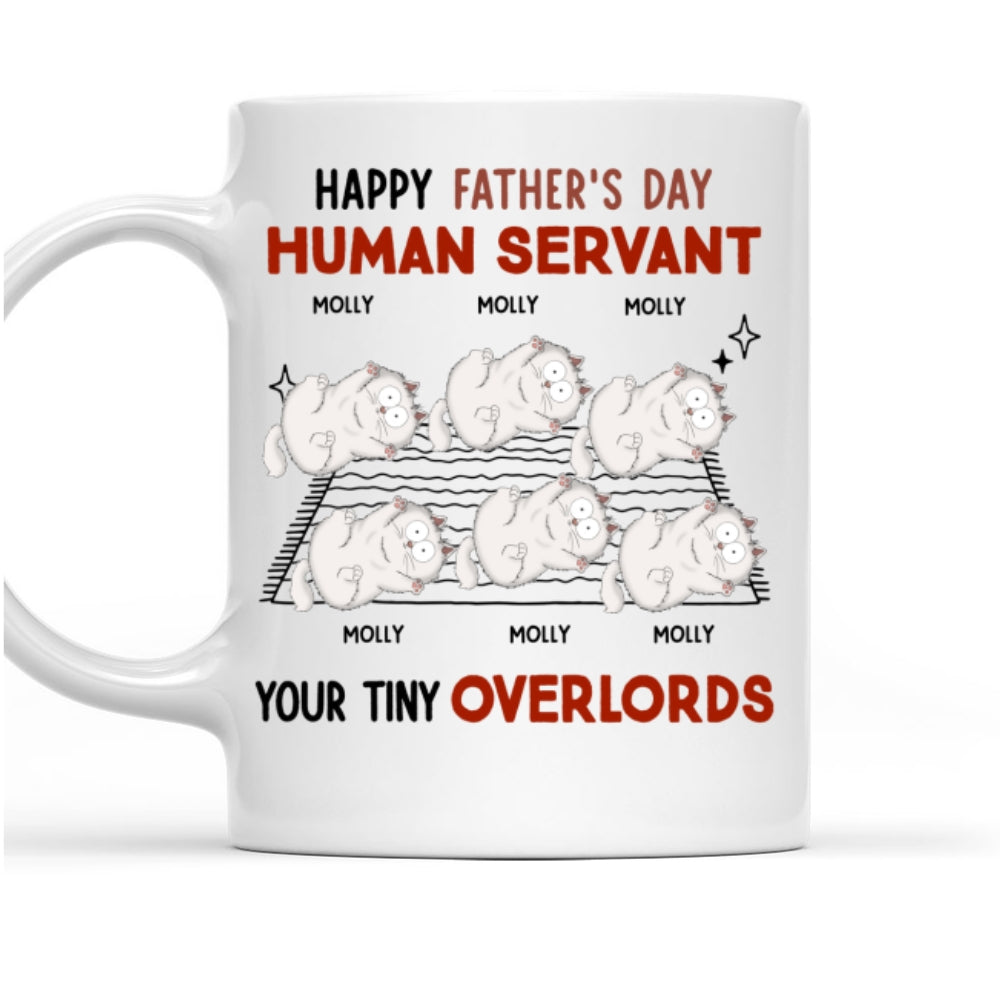 Custom Photo Christmas Birthday Gifts For Cat Dad, Cat Lovers • Human Servant Your Tiny Overlord - Personalized Coffee Mug