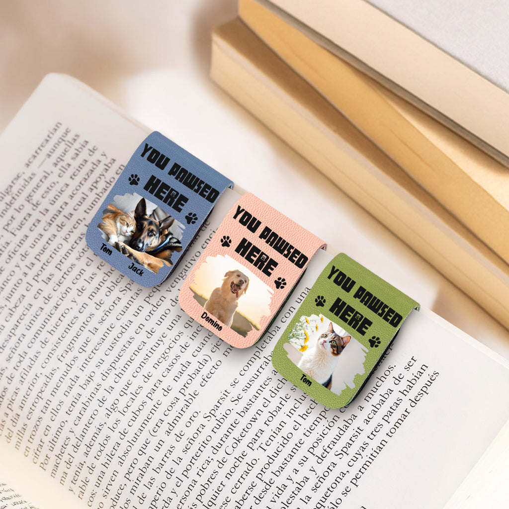 You Pawsed Here Photo - Personalized Leather Bookmark