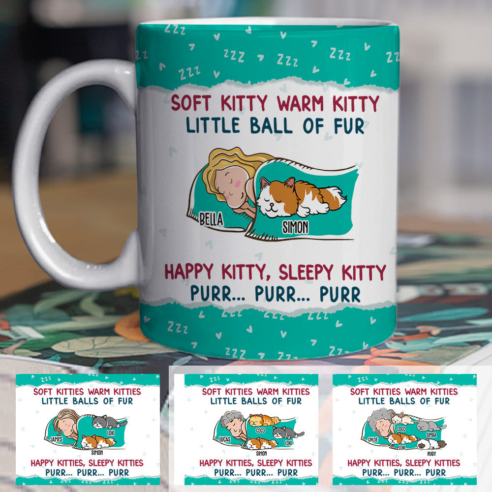 Custom Mother's day Birthday Gifts For Cat Mom, Cat Lovers • Soft Kitty Warm Kitty - Personalized Coffee Mug