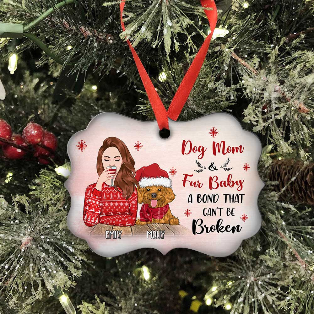 Custom Christmas Decor Home Birthday Gifts For Dog Mom, Dog Lovers • Fur Baby - Personalized Aluminum Ornament