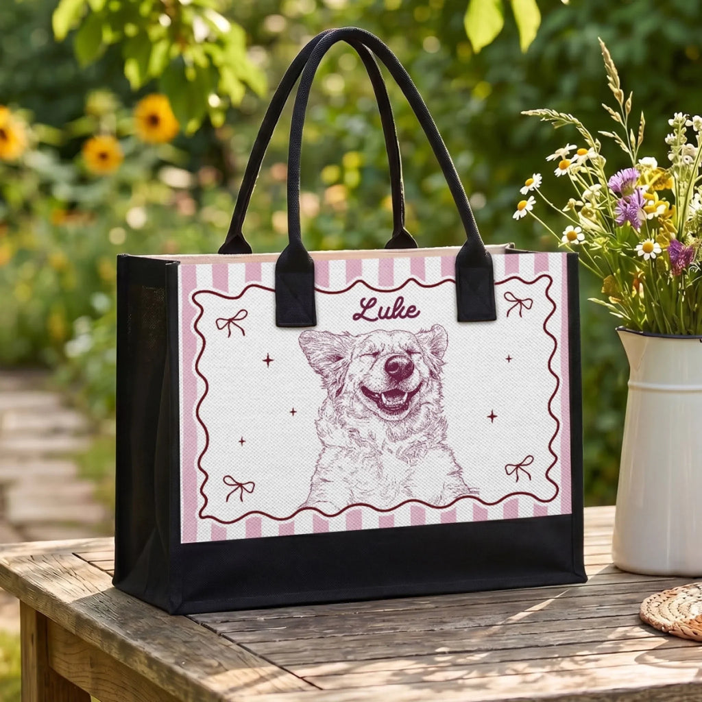 Girls Love Dog - Personalized Canvas Tote Bag