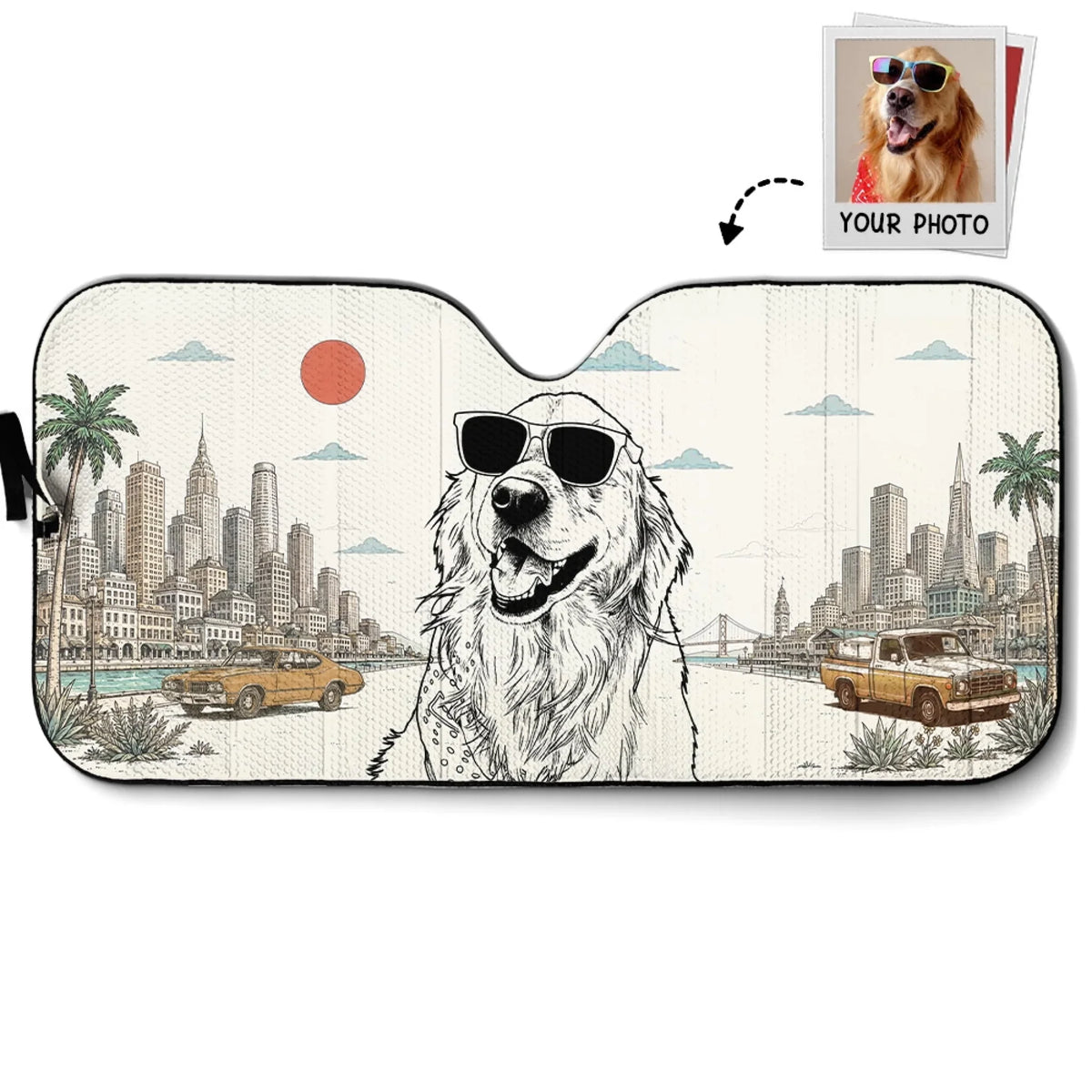 Custom Christmas Birthday Gifts Car Accessories for Dog Parents • Sketch City Dog - Personalized Car Sunshade