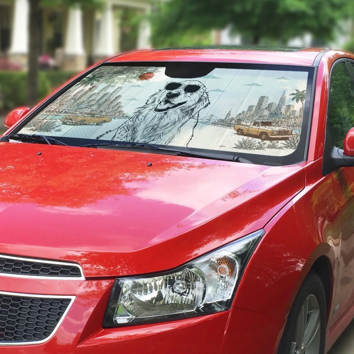 Custom Christmas Birthday Gifts Car Accessories for Dog Parents • Sketch City Dog - Personalized Car Sunshade