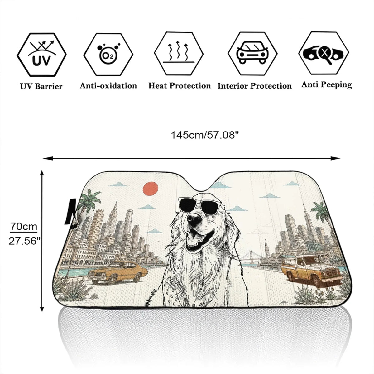 Custom Christmas Birthday Gifts Car Accessories for Dog Parents • Sketch City Dog - Personalized Car Sunshade
