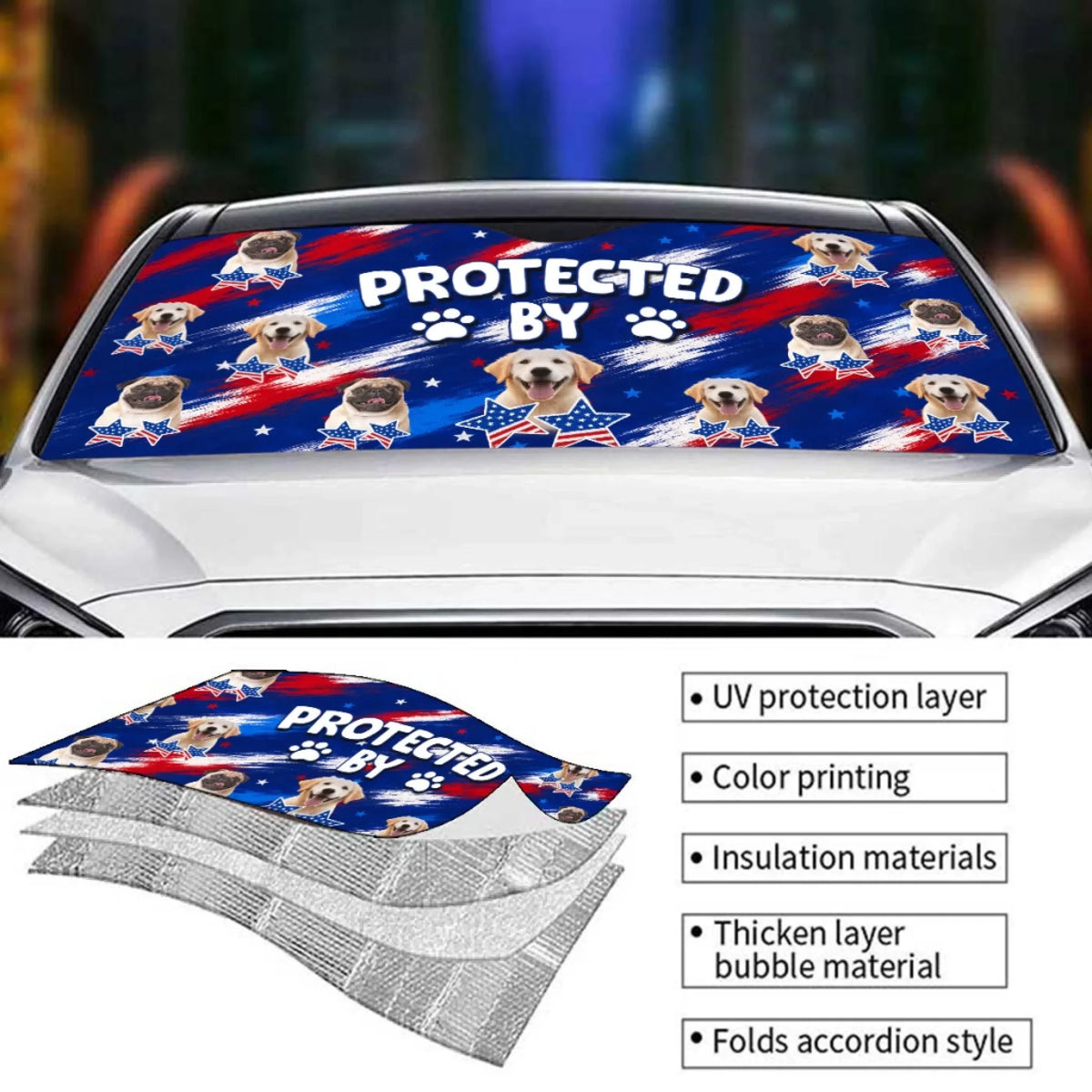 Custom Christmas Birthday Gifts Car Accessories for Dog Parents • Dog Funny Photo - Personalized Car Sunshade