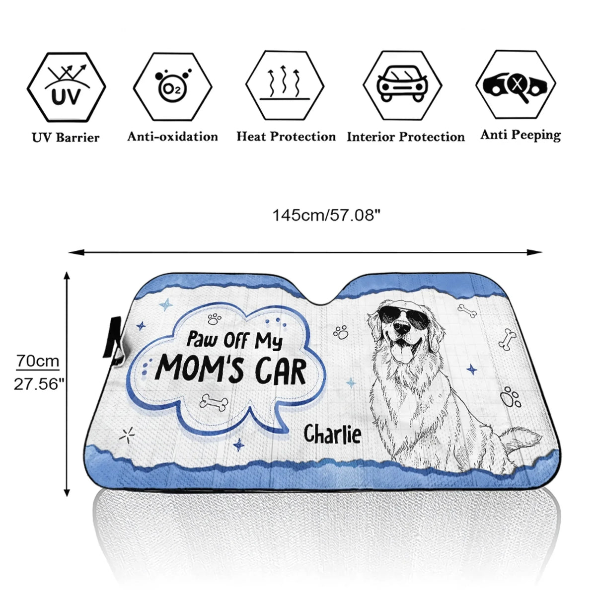 Custom Christmas Birthday Gifts Car Accessories for Dog Parents • Paper Sketch Dog - Personalized Car Sunshade