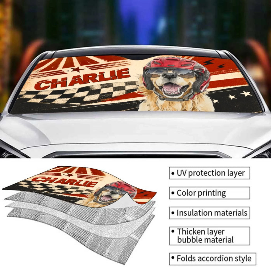 Custom Christmas Birthday Gifts Car Accessories for Dog Parents • Fast And Dogs - Personalized Car Sunshade