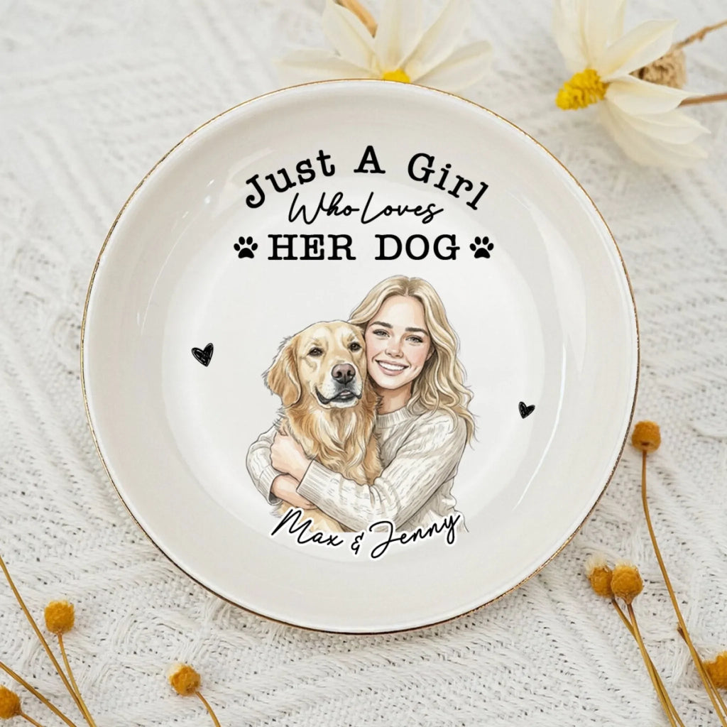 Just A Charming Girl Loves Dog - Personalized Jewelry Dish