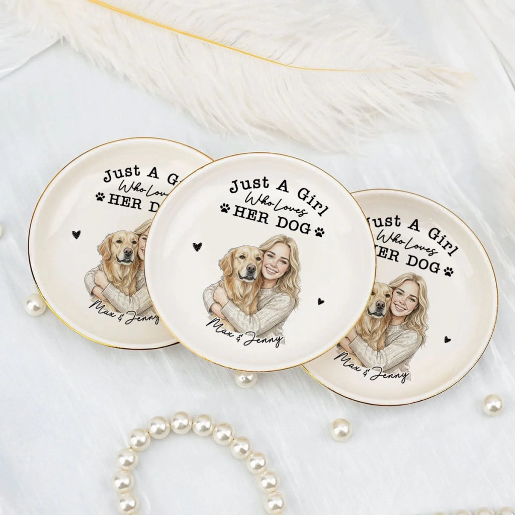 Just A Charming Girl Loves Dog - Personalized Jewelry Dish