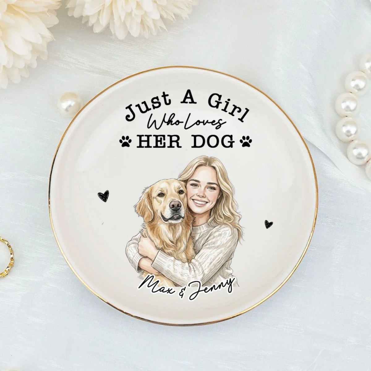 Just A Charming Girl Loves Dog - Personalized Jewelry Dish
