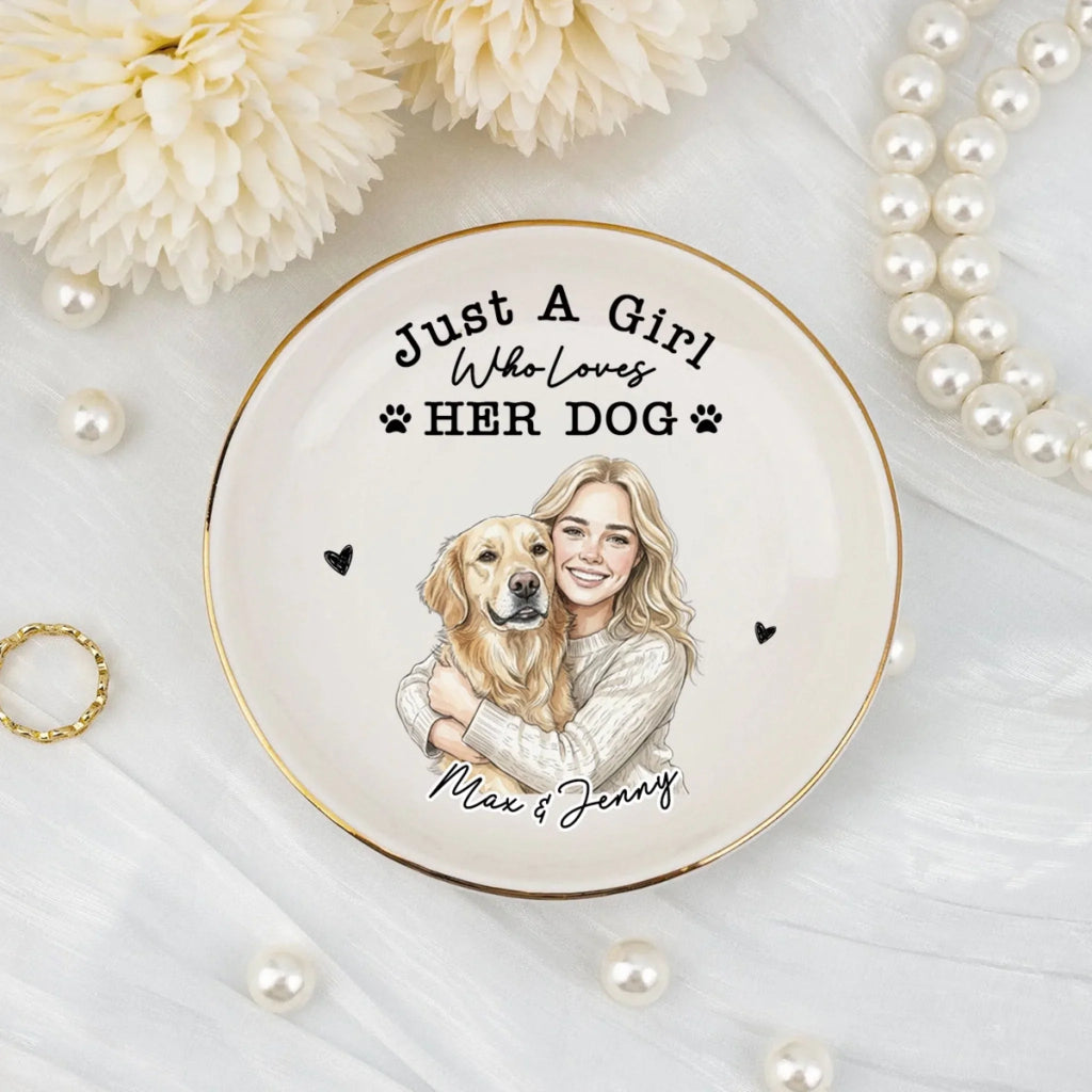 Just A Charming Girl Loves Dog - Personalized Jewelry Dish