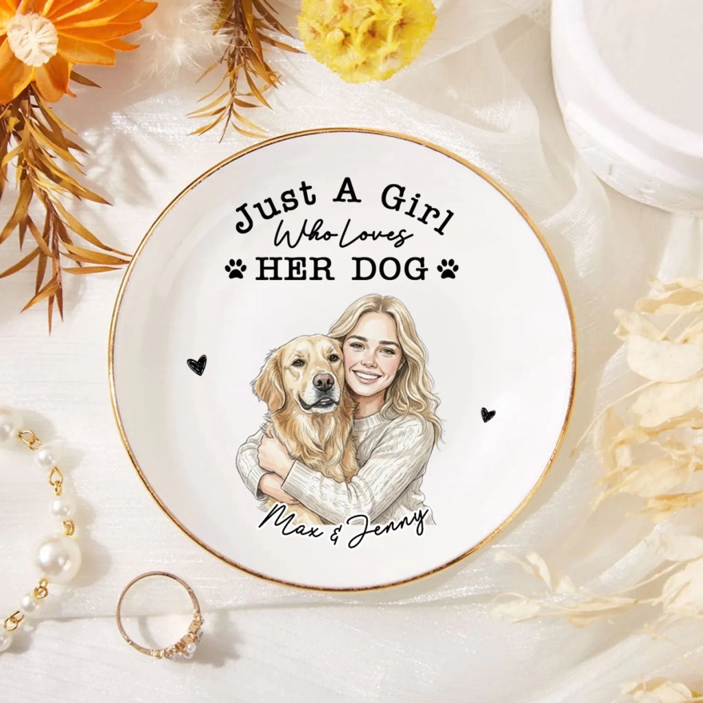 Just A Charming Girl Loves Dog - Personalized Jewelry Dish