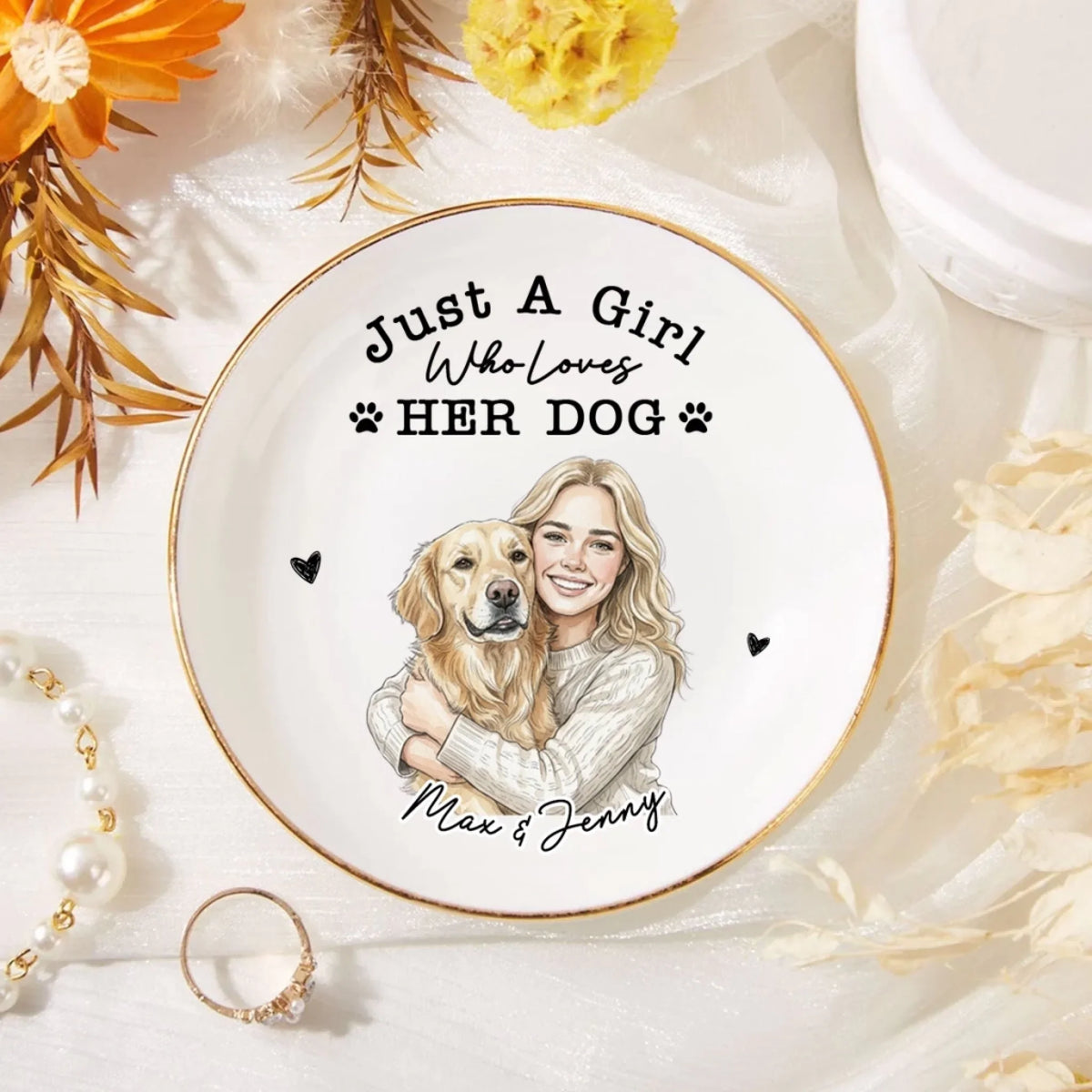 Just A Charming Girl Loves Dog - Personalized Jewelry Dish