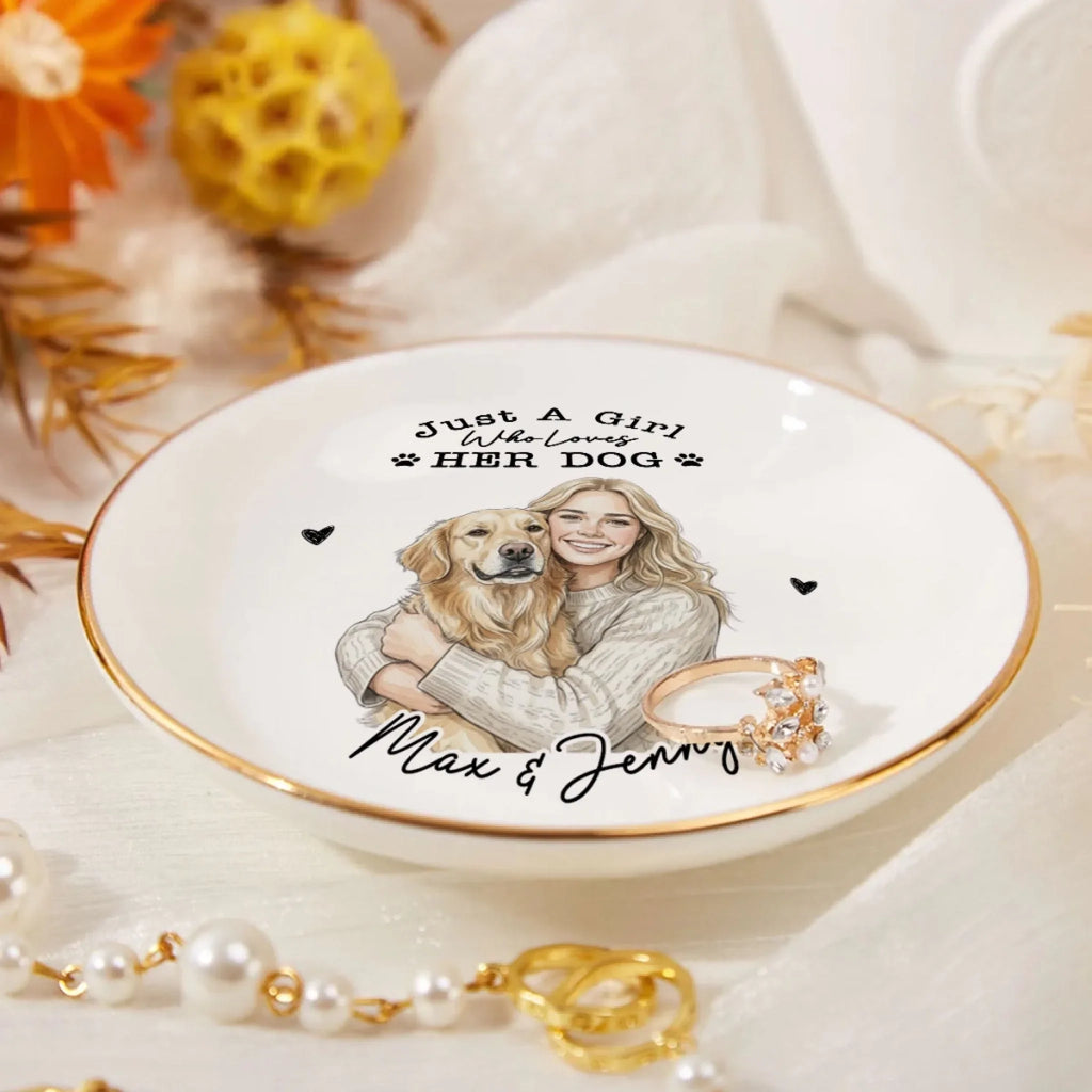 Just A Charming Girl Loves Dog - Personalized Jewelry Dish