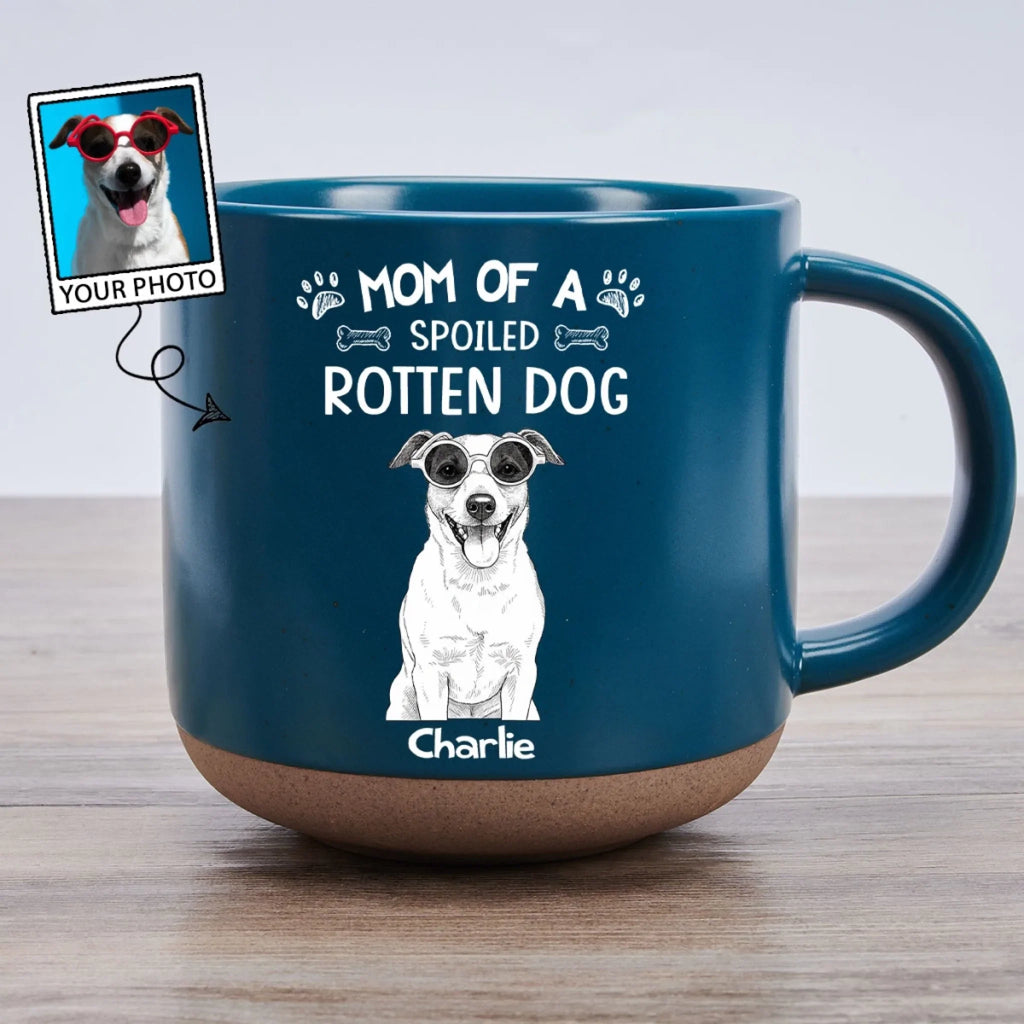 Custom Photo Christmas Birthday Gifts For Dog Mom, Dog Lovers • Sketch Spoiled Rotten Dog - Personalized Pottery Mug