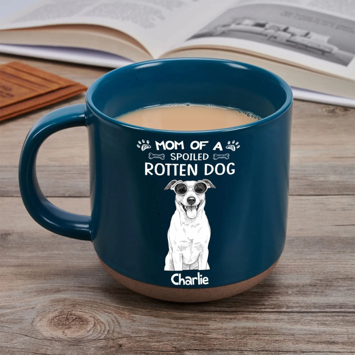 Custom Photo Christmas Birthday Gifts For Dog Mom, Dog Lovers • Sketch Spoiled Rotten Dog - Personalized Pottery Mug