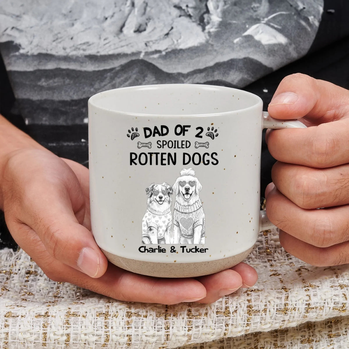 Custom Photo Christmas Birthday Gifts For Dog Mom, Dog Lovers • Sketch Spoiled Rotten Dog - Personalized Pottery Mug
