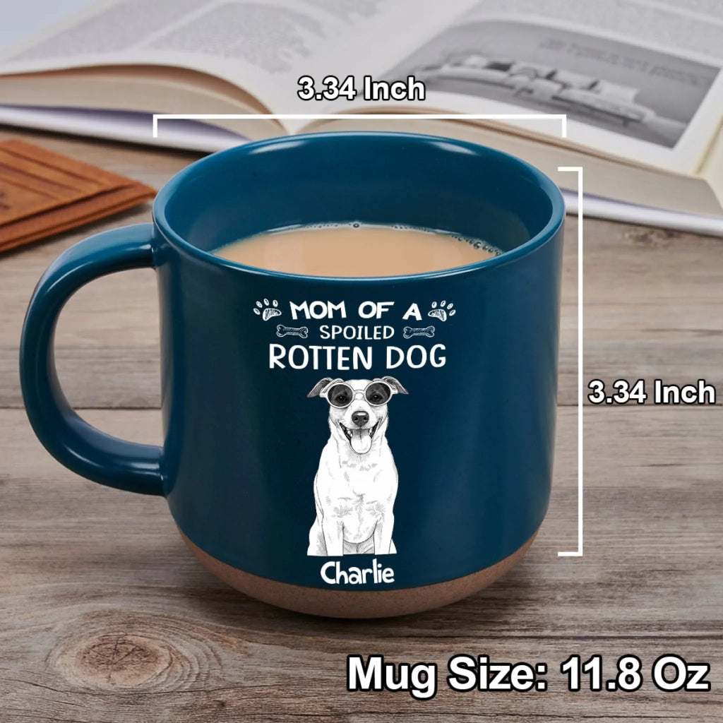 Custom Photo Christmas Birthday Gifts For Dog Mom, Dog Lovers • Sketch Spoiled Rotten Dog - Personalized Pottery Mug