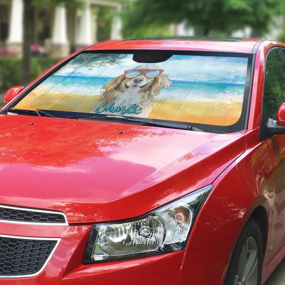 Dog In Summertime - Personalized Car Sunshade