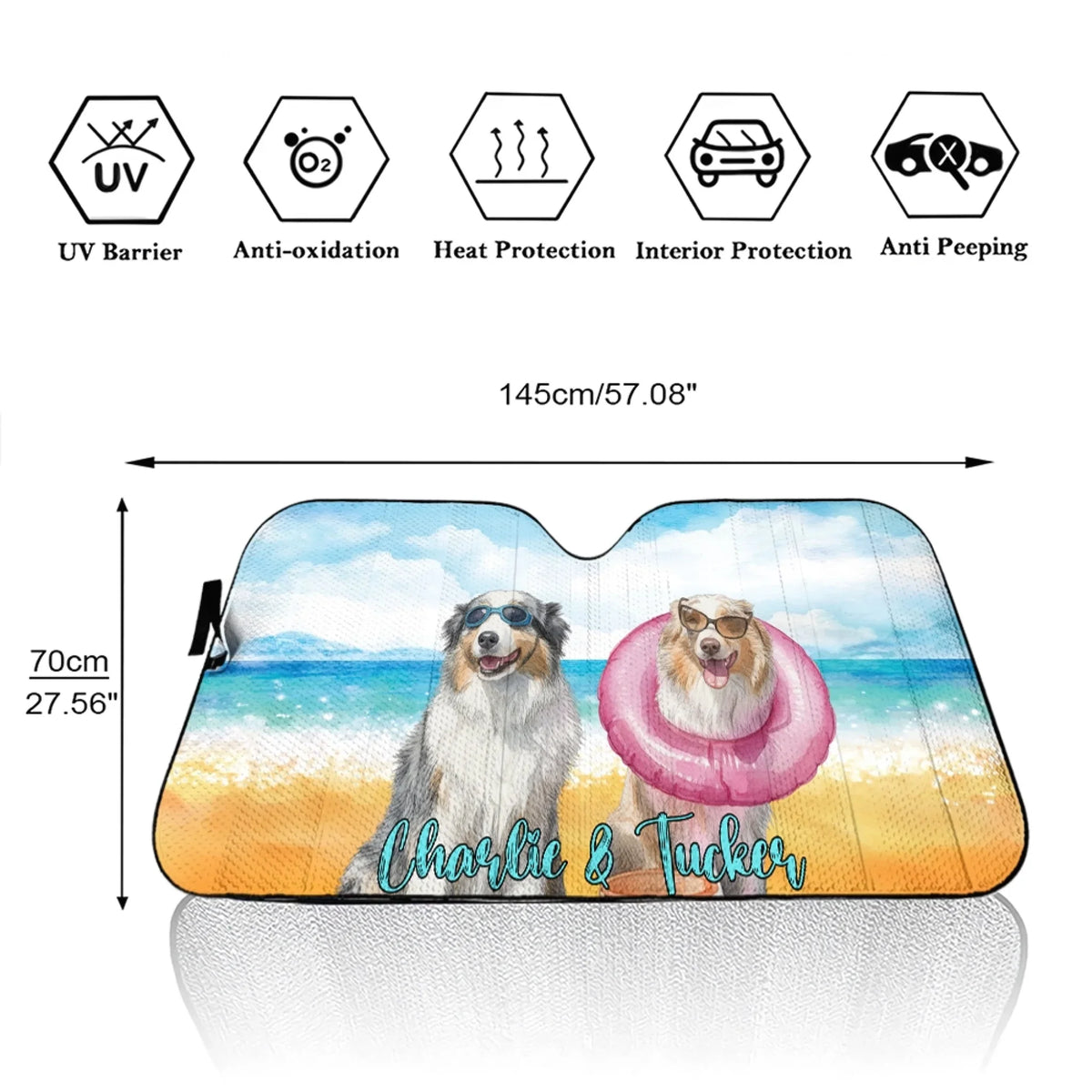 Dog In Summertime - Personalized Car Sunshade