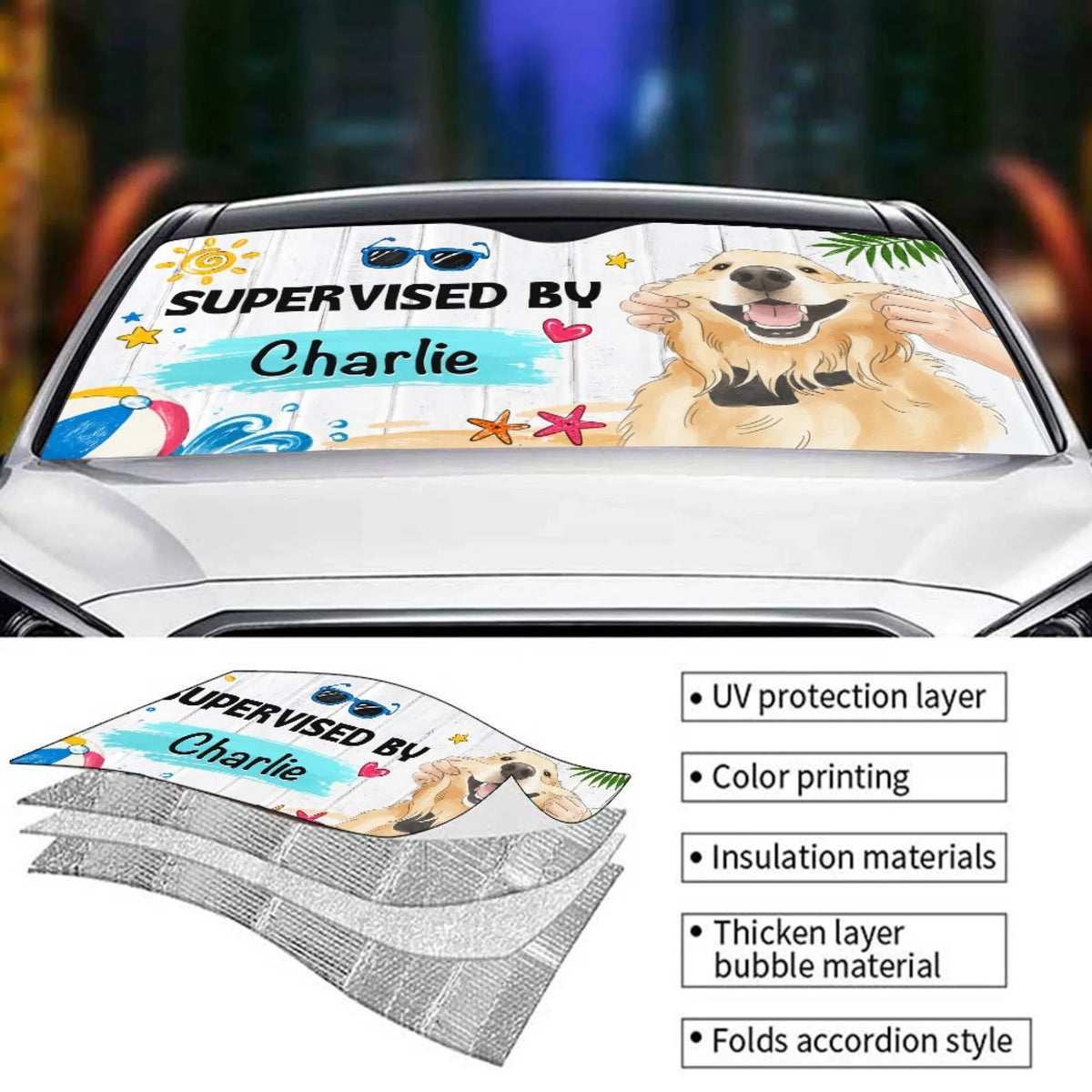 Supervisor In Duty - Personalized Car Sunshade