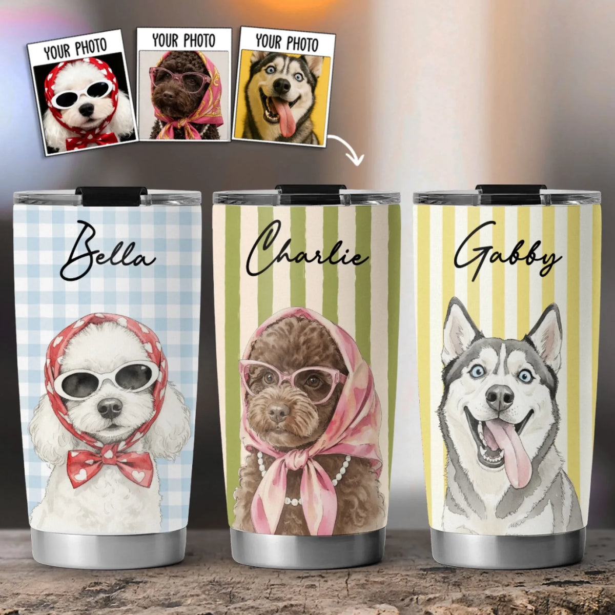 Custom Photo Christmas Birthday Gifts For Dog Mom, Dog Lovers • Beachside Barkers - Personalized Tumbler
