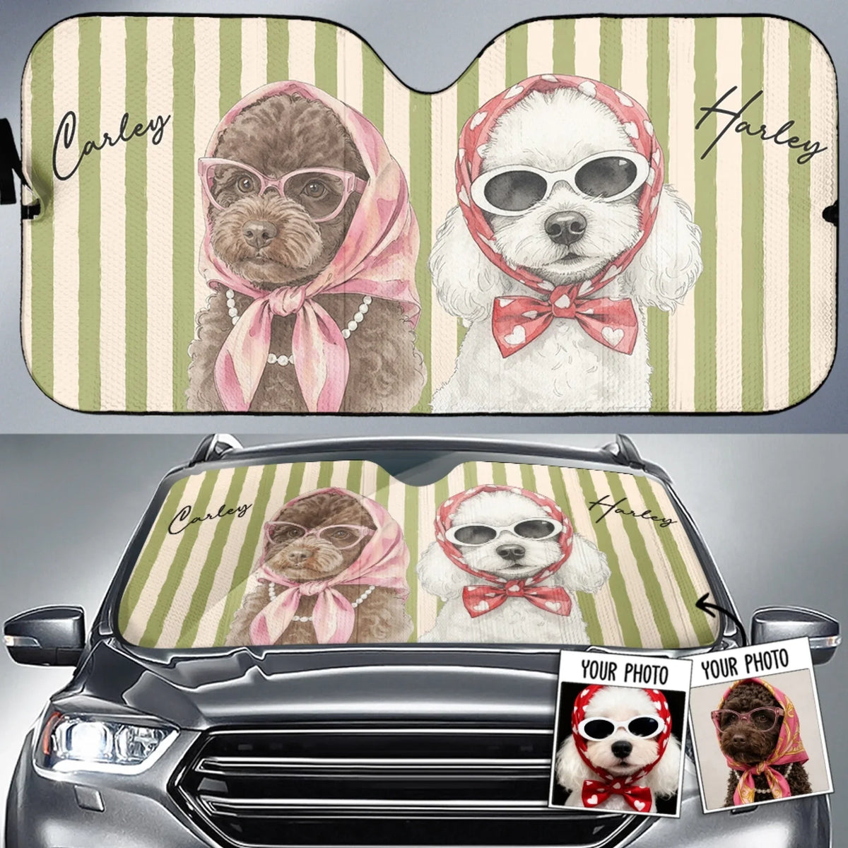 Custom Christmas Birthday Gifts Car Accessories for Dog Parents • Beachside Barkers - Personalized Car Sunshade