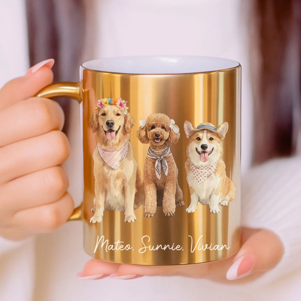 Custom Photo Christmas Birthday Gifts For Dog Mom, Dog Lovers • Lovely Dogs - Personalized Metallic Mug