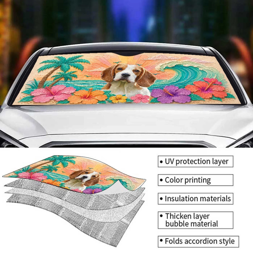 Custom Christmas Birthday Gifts Car Accessories for Dog Parents • I Rather Take A Sunbathe - Personalized 3D Effect Car Sunshade