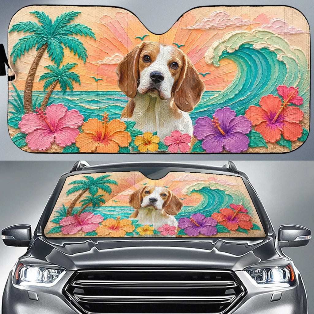 Custom Christmas Birthday Gifts Car Accessories for Dog Parents • I Rather Take A Sunbathe - Personalized 3D Effect Car Sunshade
