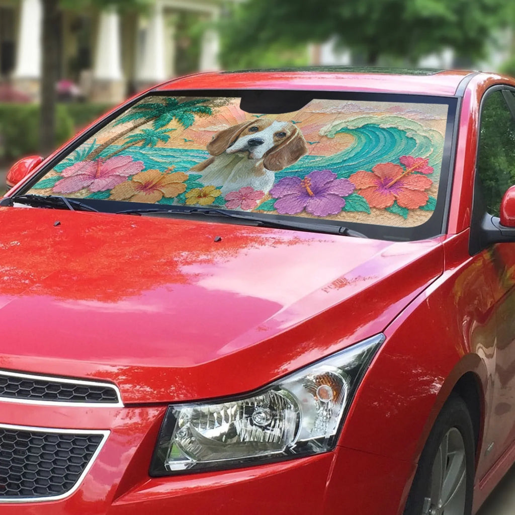Custom Christmas Birthday Gifts Car Accessories for Dog Parents • I Rather Take A Sunbathe - Personalized 3D Effect Car Sunshade