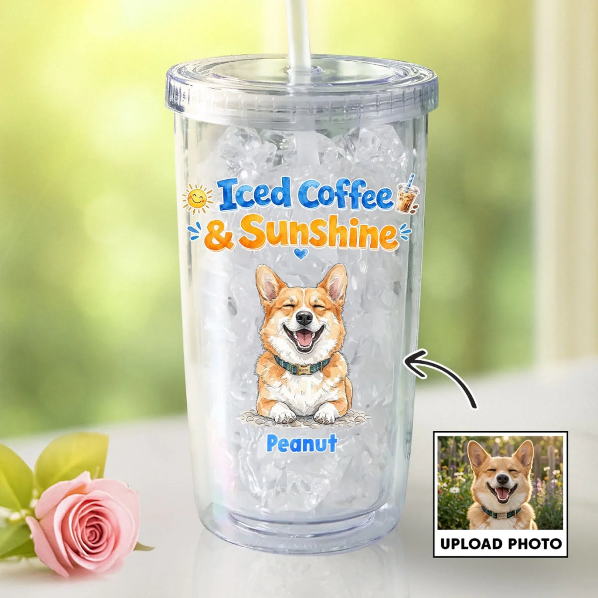 Custom Photo Christmas Birthday Gifts For Dog Mom, Dog Lovers • Iced Drink - Personalized 14oz Plastic Tumbler