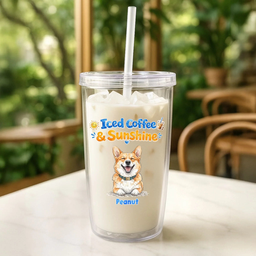 Custom Photo Christmas Birthday Gifts For Dog Mom, Dog Lovers • Iced Drink - Personalized 14oz Plastic Tumbler