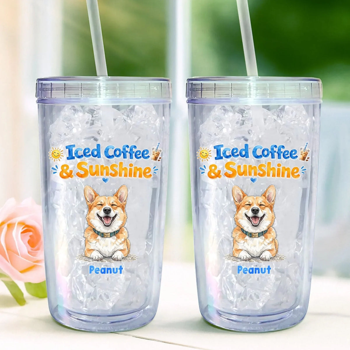 Custom Photo Christmas Birthday Gifts For Dog Mom, Dog Lovers • Iced Drink - Personalized 14oz Plastic Tumbler
