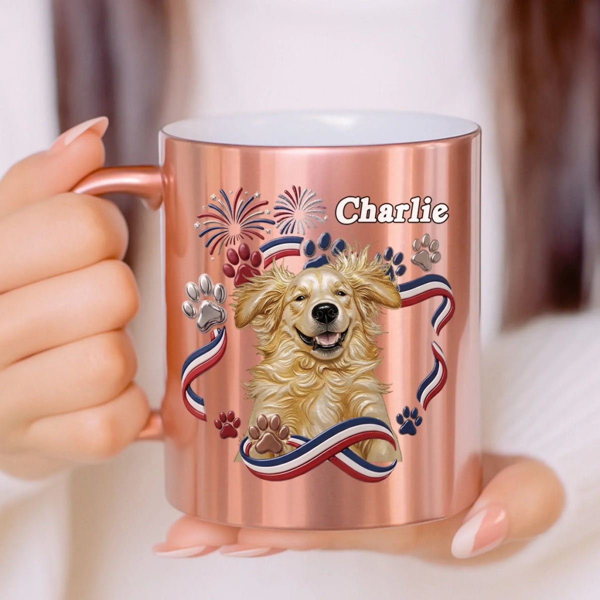 Custom Photo Christmas Birthday Gifts For Dog Lovers • The One And Only - Personalized 3D Effect Metallic Mug