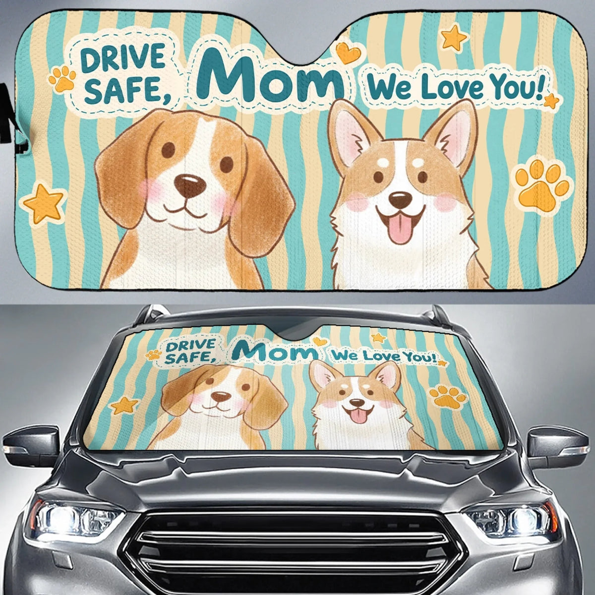 Custom Christmas Birthday Gifts Car Accessories for Dog Parents • Bloom And Bark - Personalized Car Sunshade