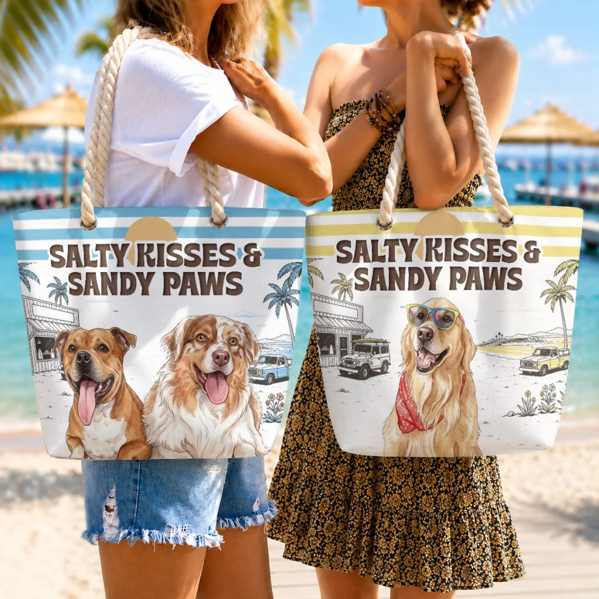 Salty Kisses Water Color - Personalized Beach Bag
