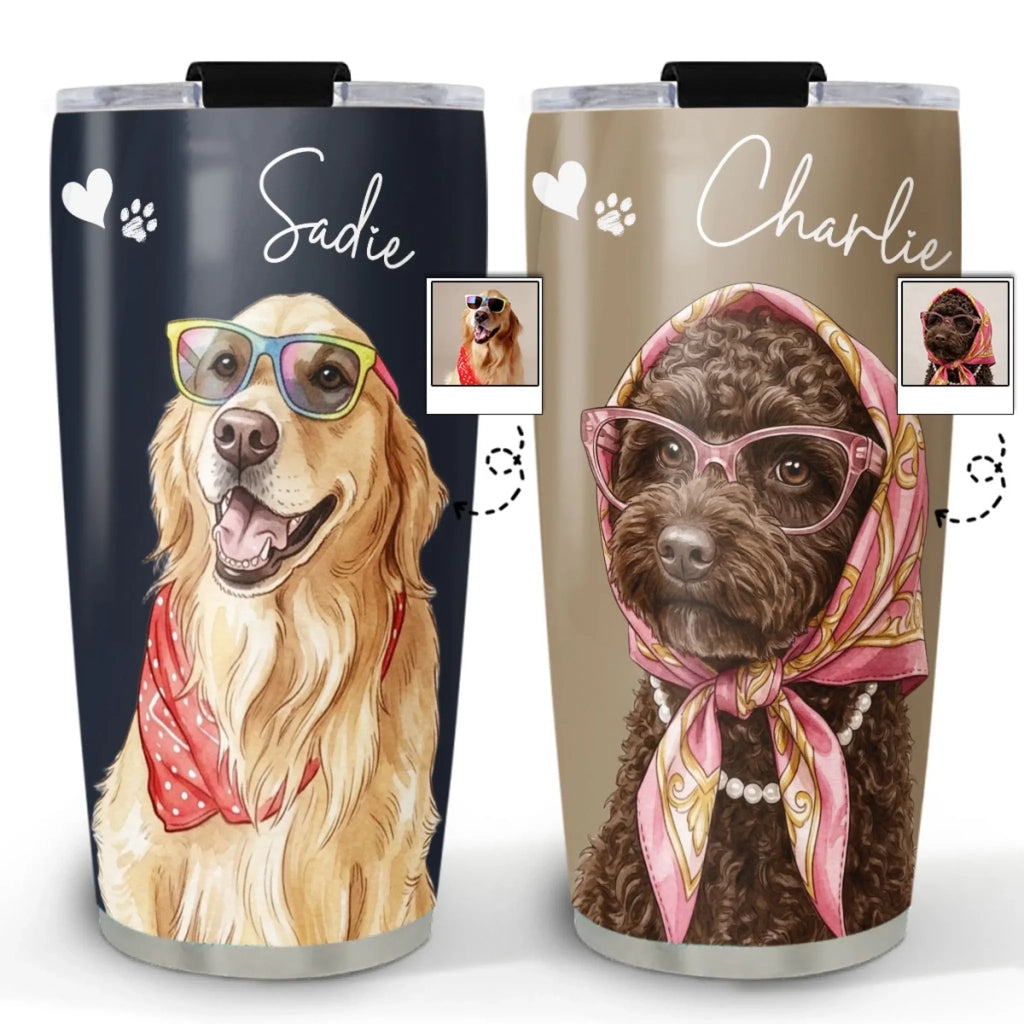 Custom Photo Christmas Birthday Gifts For Pet Lovers • Painted By Colors - Personalized Tumbler
