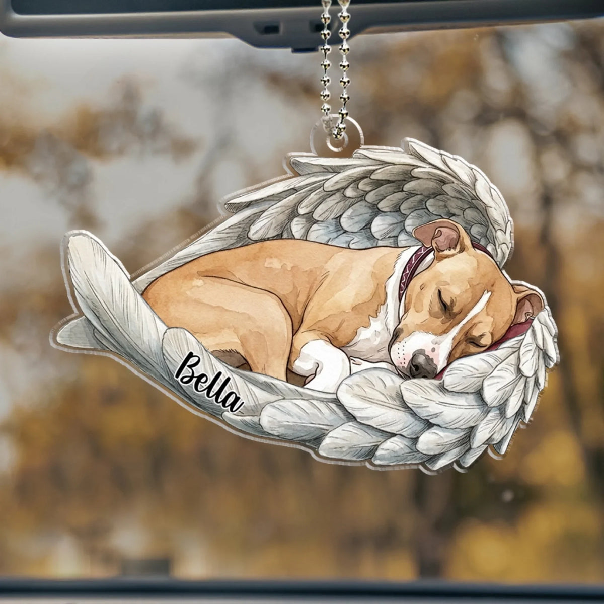 In Angel Wings Watercolor - Personalized Car Ornament