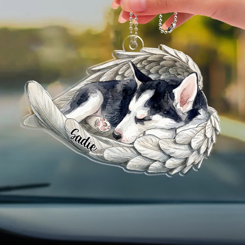 In Angel Wings Watercolor - Personalized Car Ornament