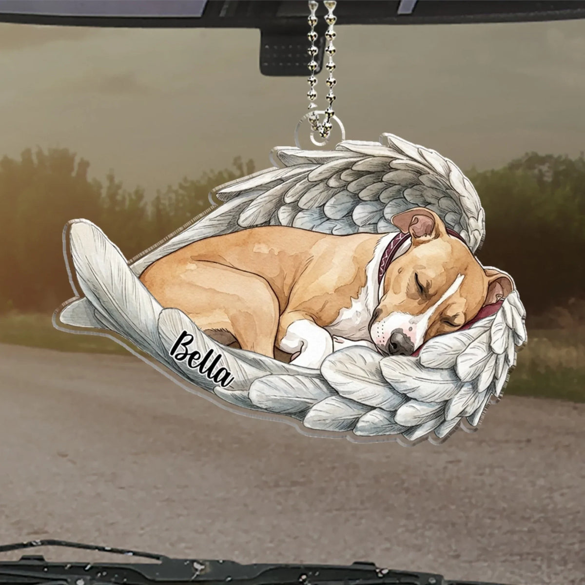 In Angel Wings Watercolor - Personalized Car Ornament