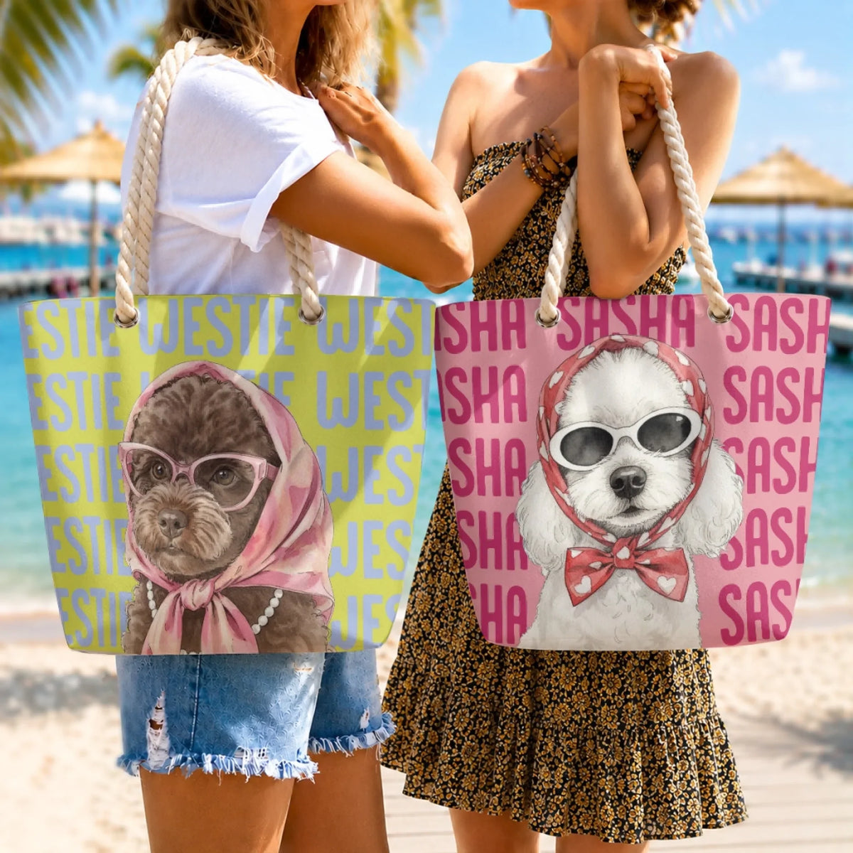 Dog Lover Watercolor - Personalized Beach Bag