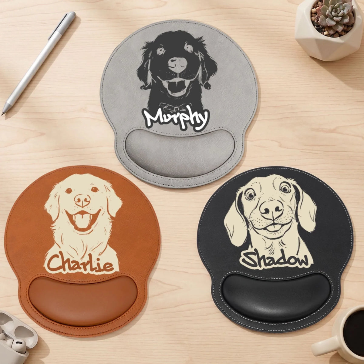 Hand Drawn Pet - Personalized Leather Mouse Pad