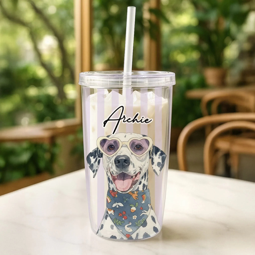 Custom Photo Christmas Birthday Gifts For Dog Mom, Dog Lovers • Beachside Barkers - Personalized 14oz Plastic Tumbler