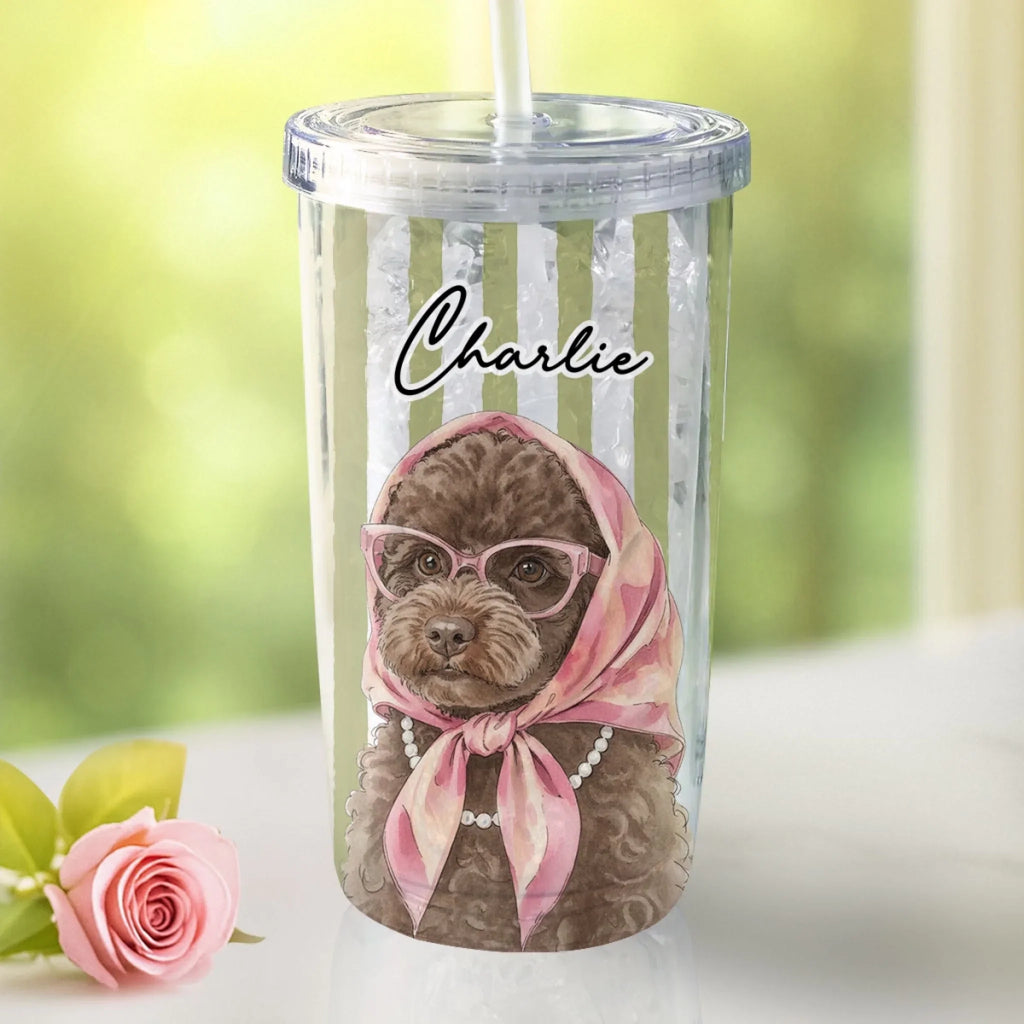 Custom Photo Christmas Birthday Gifts For Dog Mom, Dog Lovers • Beachside Barkers - Personalized 14oz Plastic Tumbler