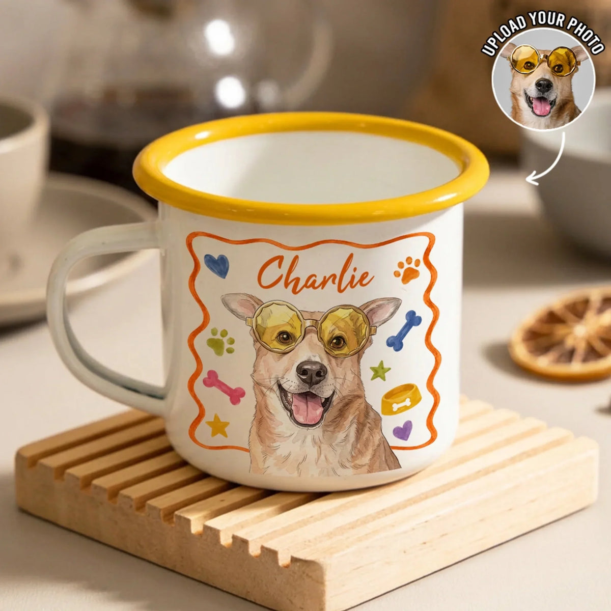 My Lovely Dog - Personalized 12OZ Two-Tone Enamel Cups With Handle